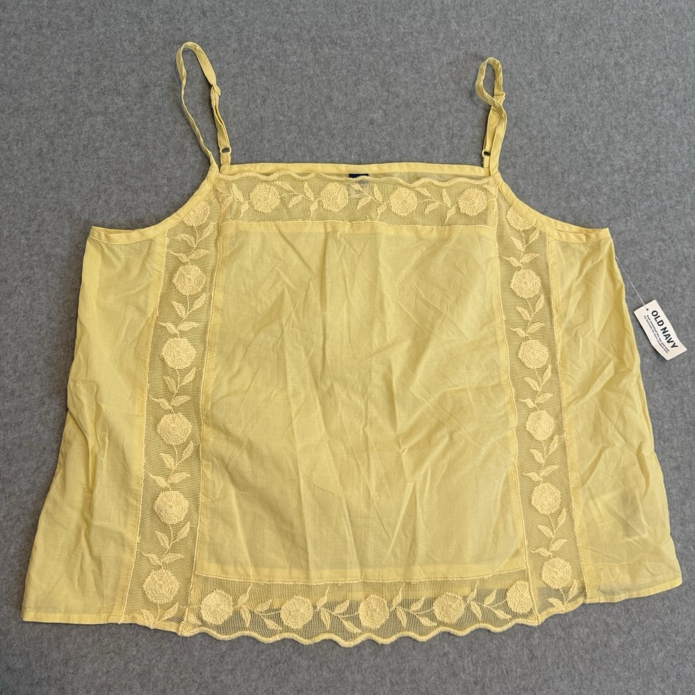 Old Navy Women's XL Yellow Lace Cami Tank Top Boho Cottagecore Festival NWT